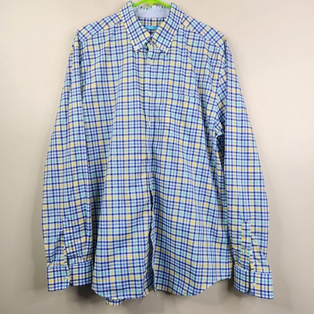 J. Mclaughlin Long Sleeve Plaid Print Cotton Button Down Shirt XL